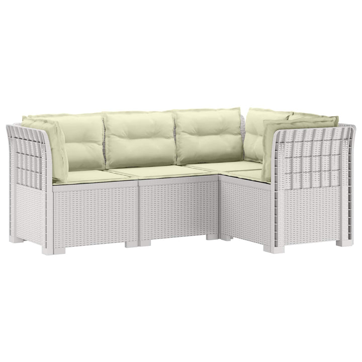 4-Persons Have Sofa med Puder Rattan Look PP Hvid