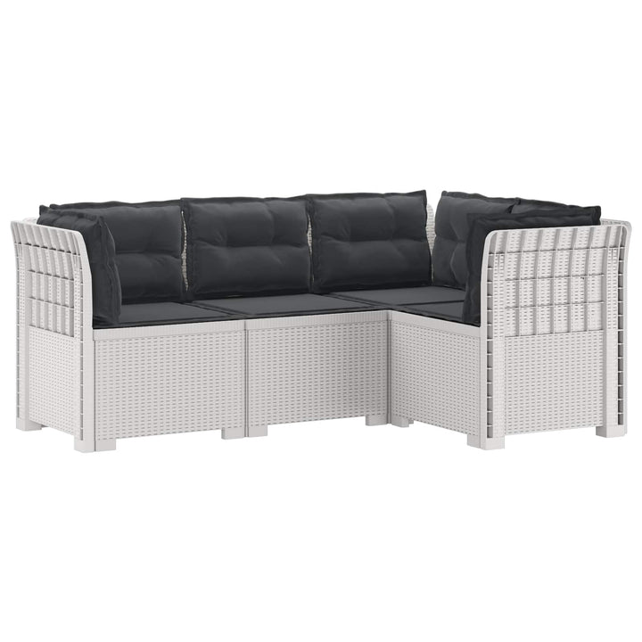 4-Persons Have Sofa med Puder Rattan Look PP Hvid