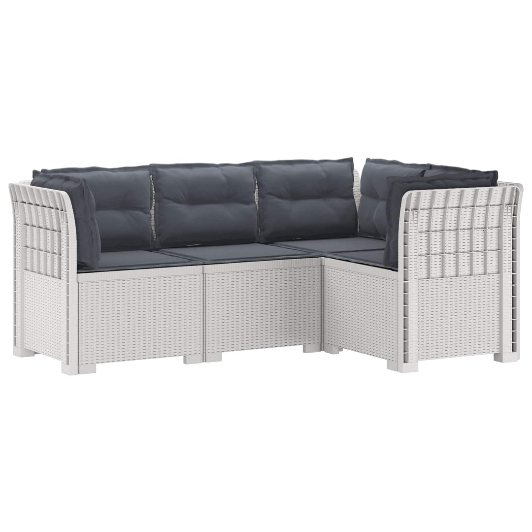 4-Persons Have Sofa med Puder Rattan Look PP Hvid