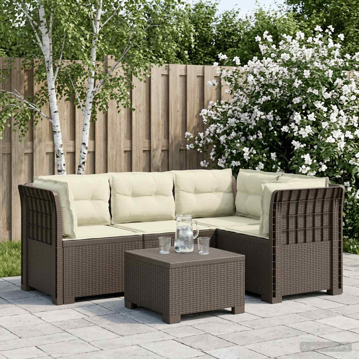 4-Persons Have Sofa med Puder Rattan Look PP Lysegrå