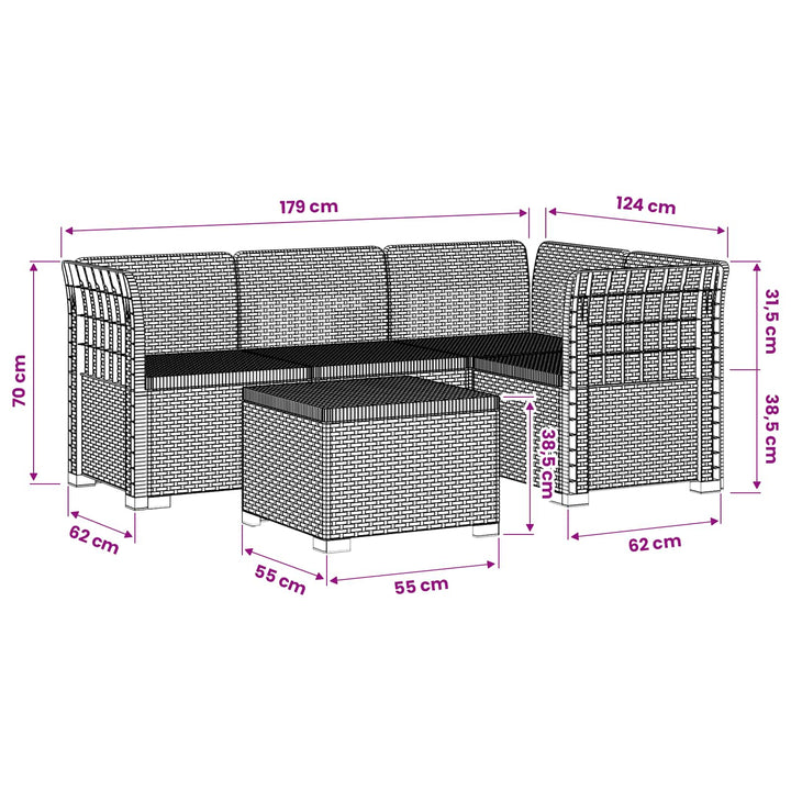 4-personers Have Sofa Rattan Look PP Hvid