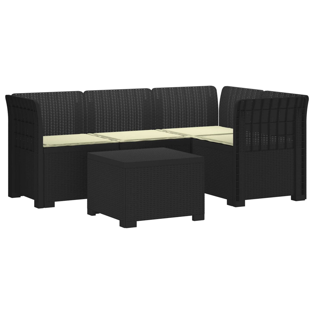 4-personers Have Sofa med Hynder Rattan Look PP Antracit