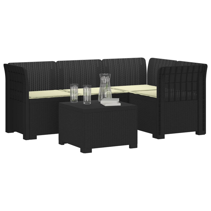 4-personers Have Sofa med Hynder Rattan Look PP Antracit