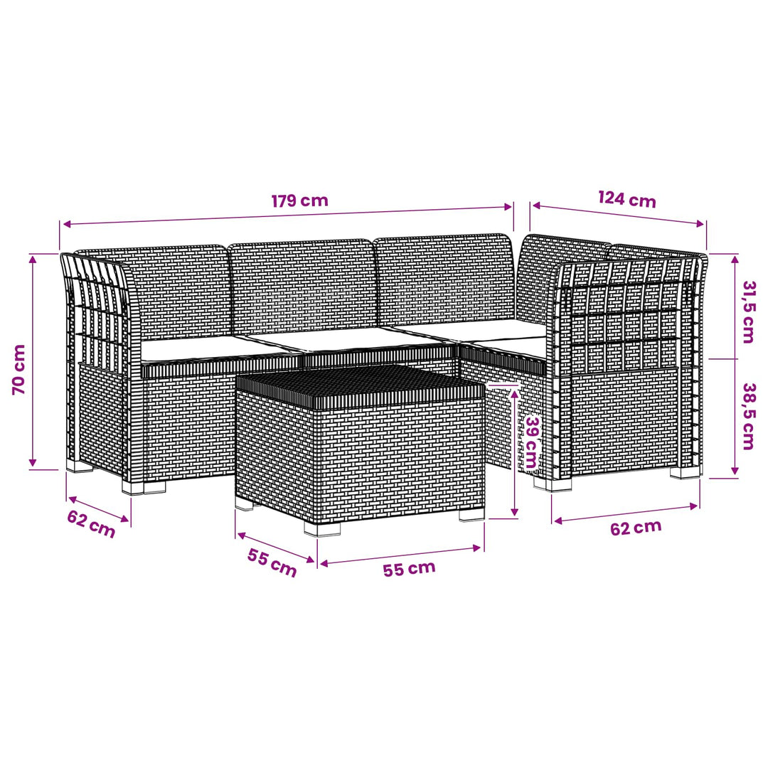 4-personers Have Sofa med Hynder Rattan Look PP Antracit