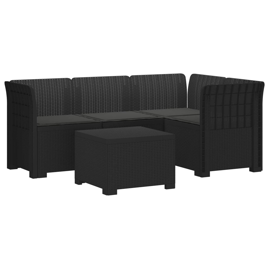 4-personers Have Sofa med Hynder Rattan Look PP Antracit