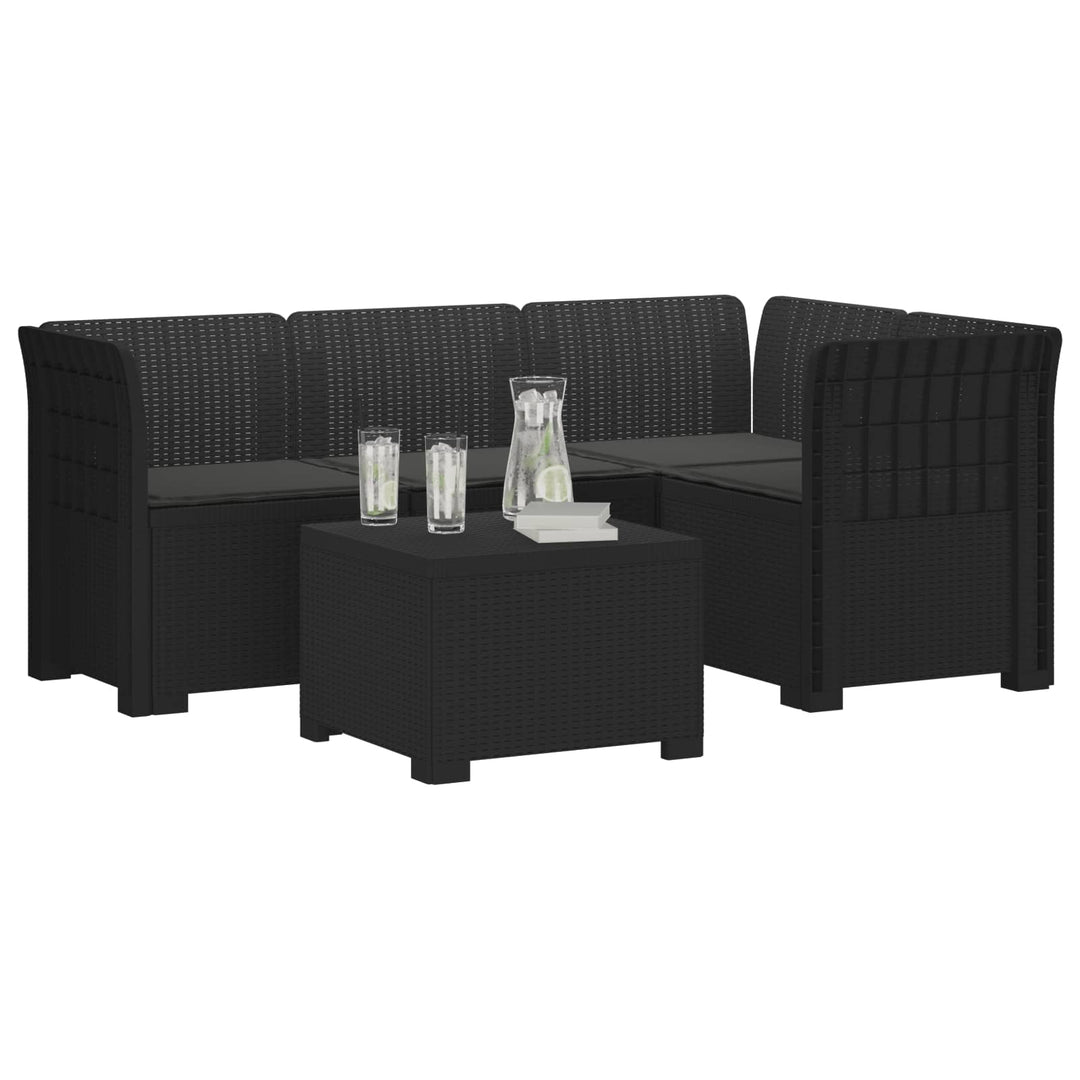 4-personers Have Sofa med Hynder Rattan Look PP Antracit