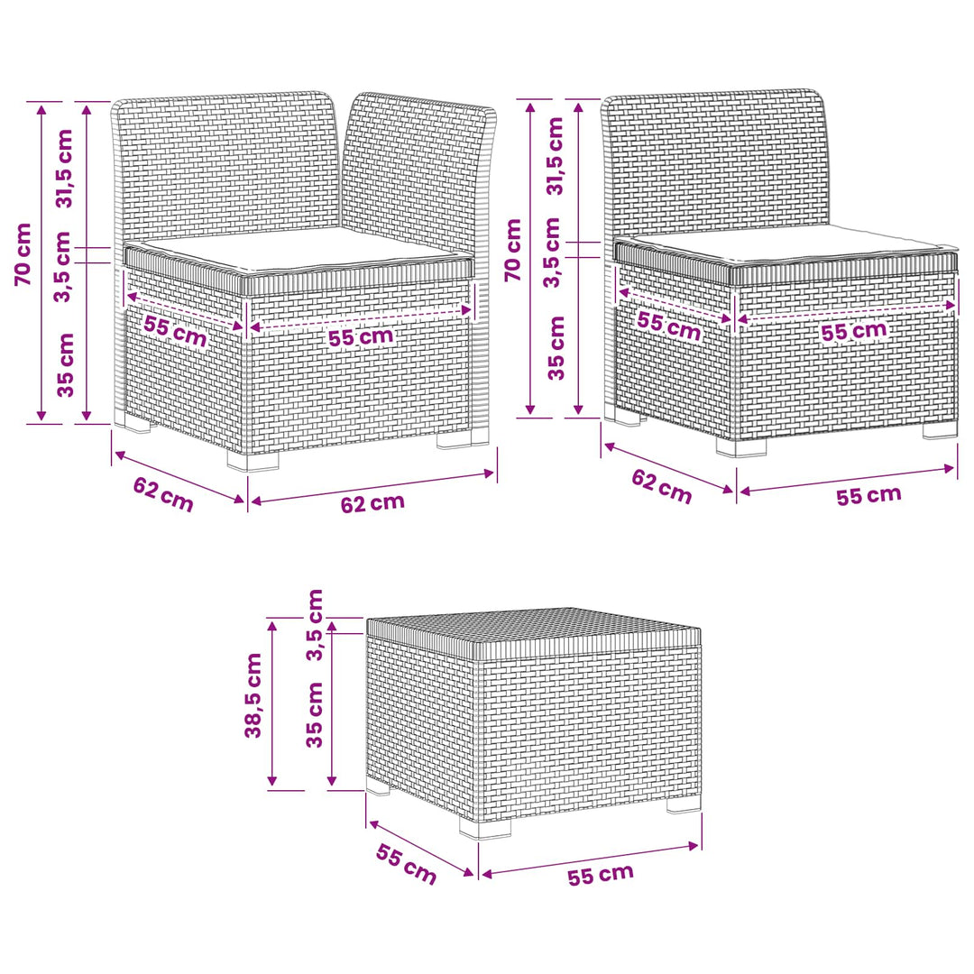 4-personers Have Sofa med Hynder Rattan Look PP Antracit