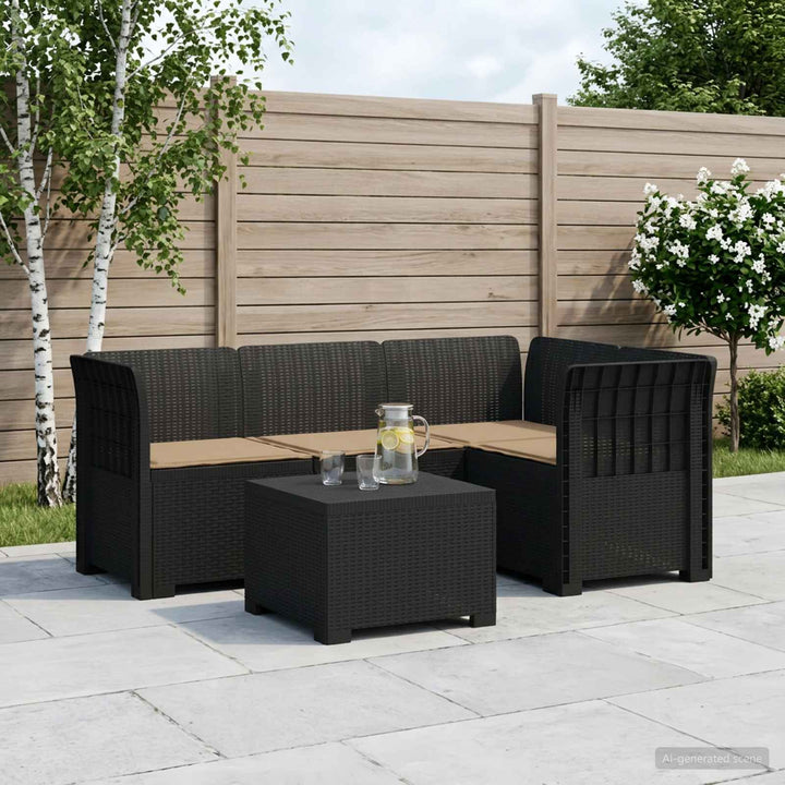 4-personers Have Sofa med Hynder Rattan Look PP Antracit