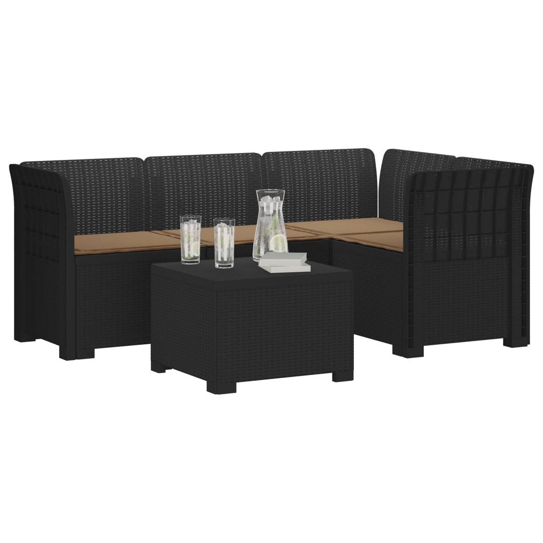 4-personers Have Sofa med Hynder Rattan Look PP Antracit