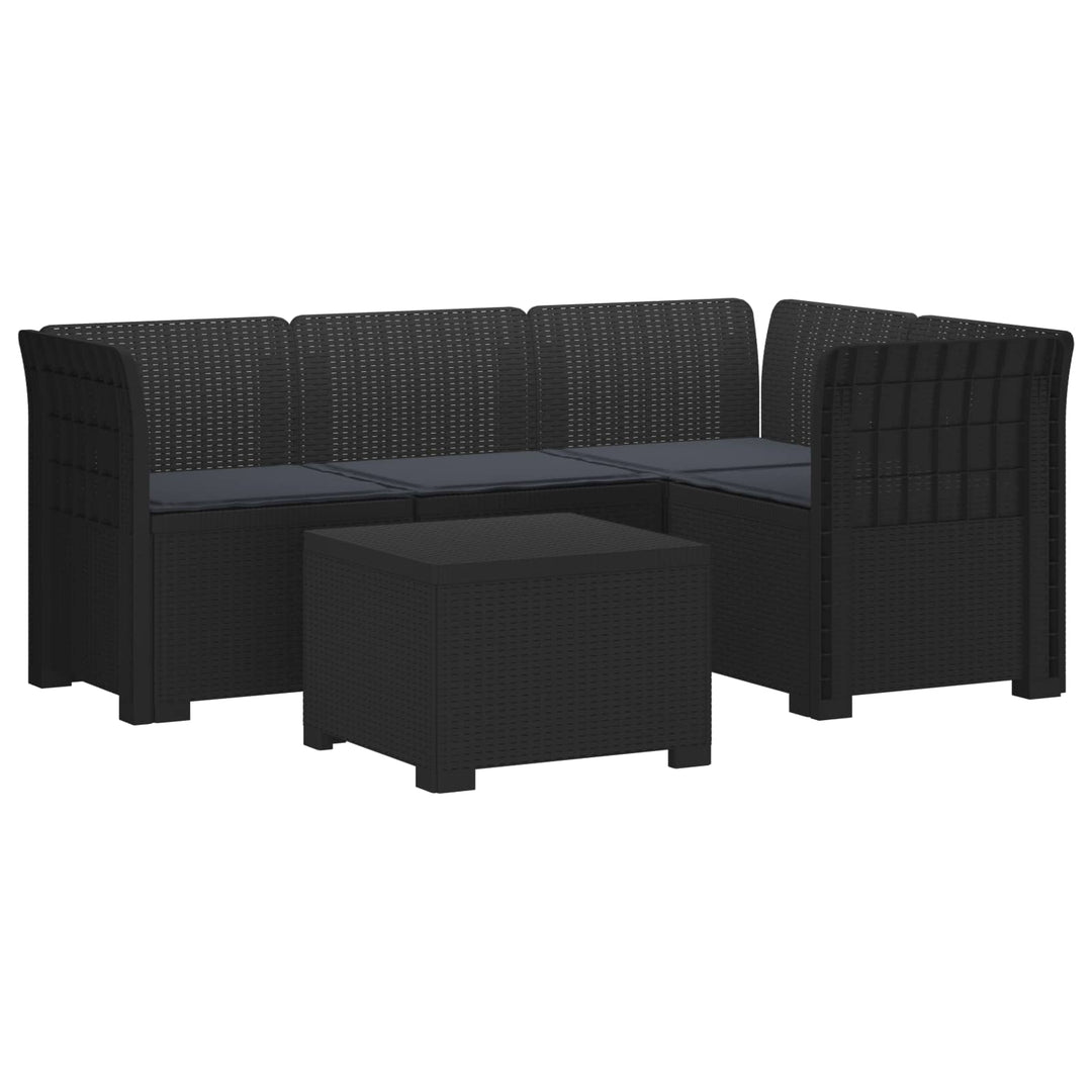 4-personers Have Sofa med Hynder Rattan Look PP Antracit