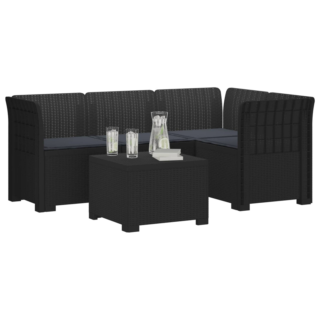 4-personers Have Sofa med Hynder Rattan Look PP Antracit