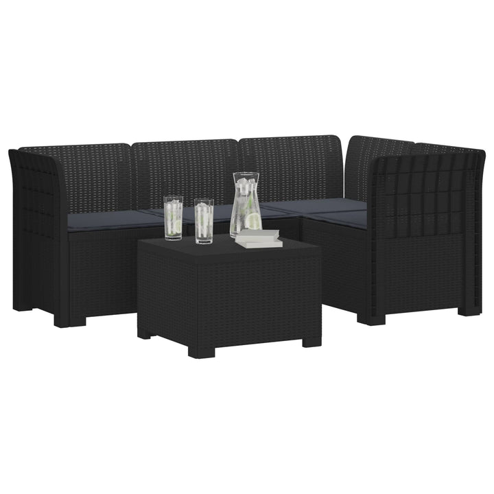 4-personers Have Sofa med Hynder Rattan Look PP Antracit