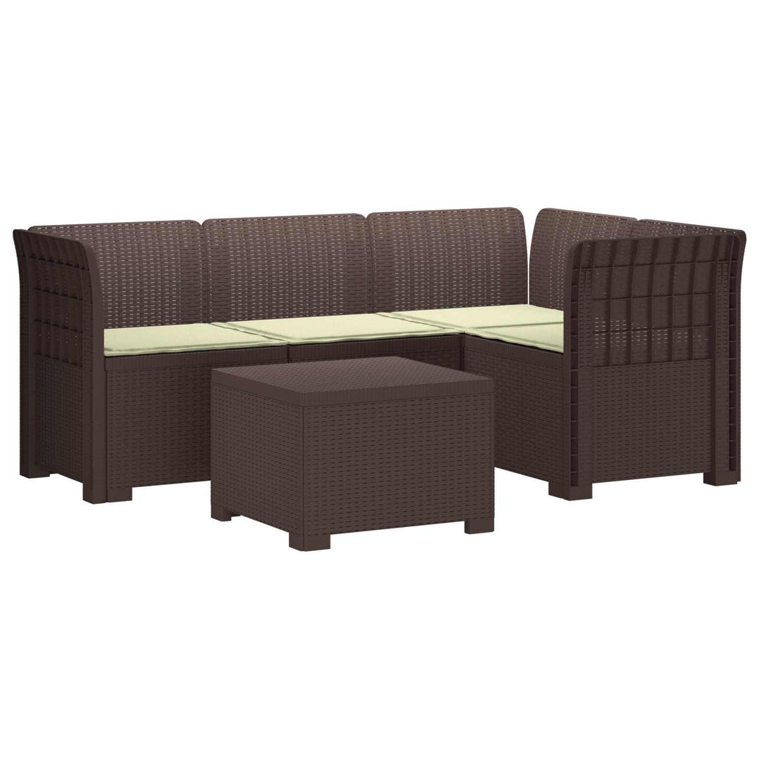 4-personers Have Sofa med Hynder Rattan Look PP Brun