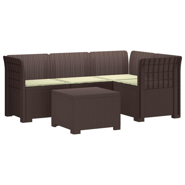 4-personers Have Sofa med Hynder Rattan Look PP Brun