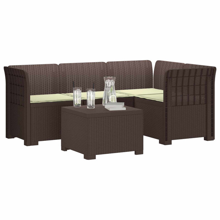 4-personers Have Sofa med Hynder Rattan Look PP Brun