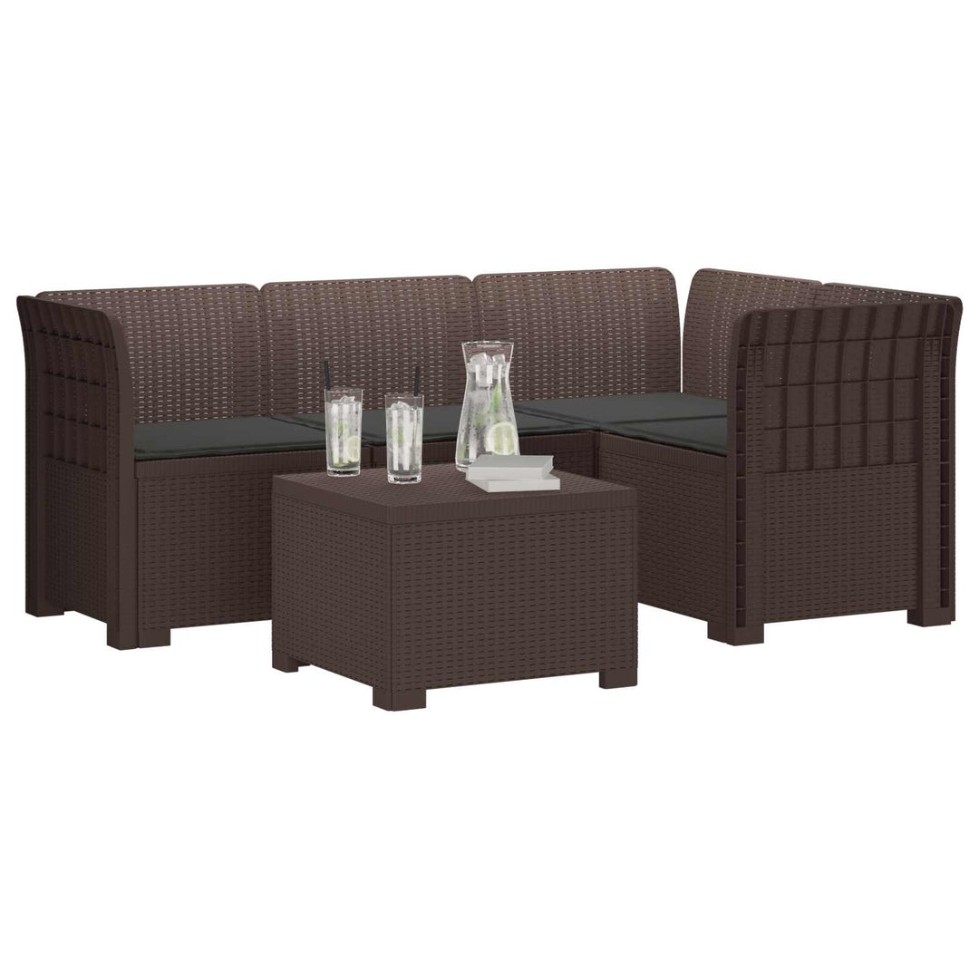 4-personers Have Sofa med Hynder Rattan Look PP Brun