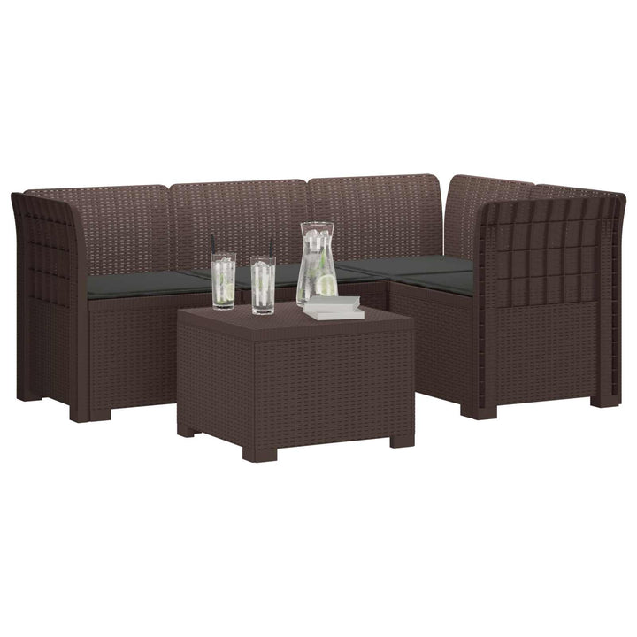 4-personers Have Sofa med Hynder Rattan Look PP Brun