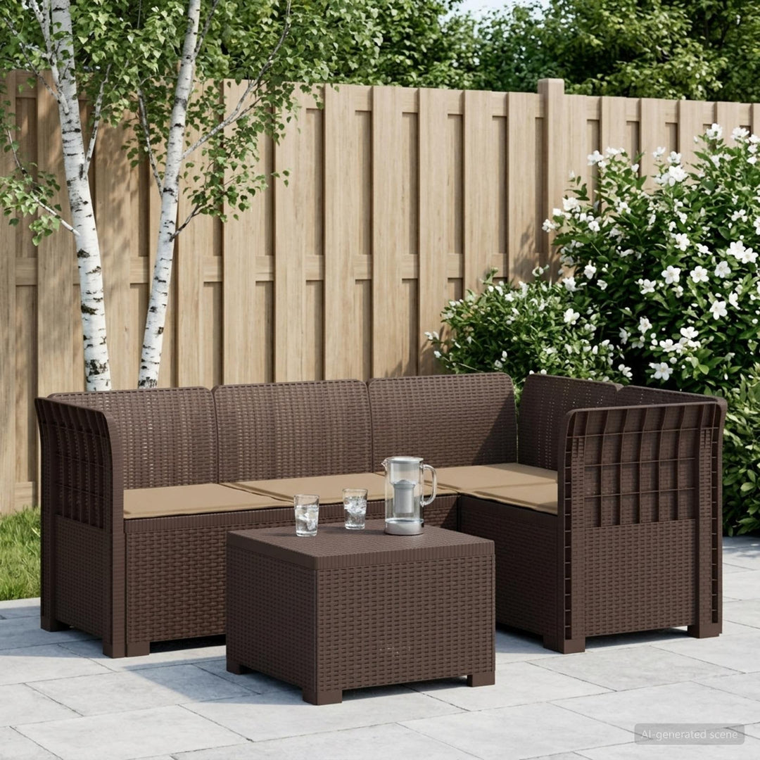 4-personers Have Sofa med Hynder Rattan Look PP Brun