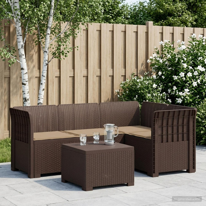 4-personers Have Sofa med Hynder Rattan Look PP Brun