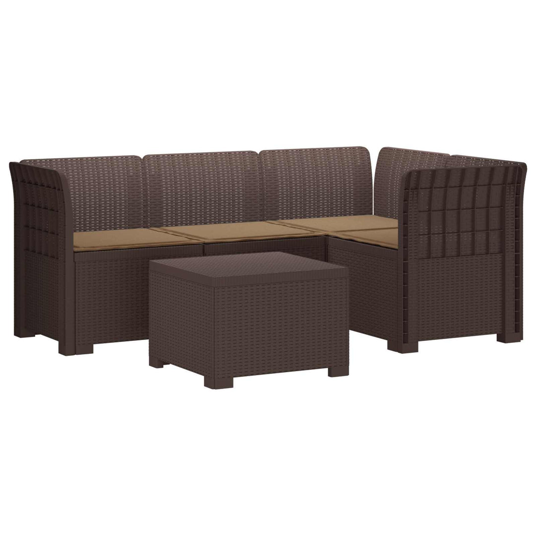 4-personers Have Sofa med Hynder Rattan Look PP Brun