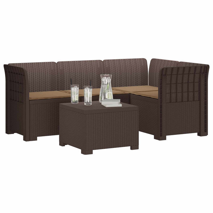 4-personers Have Sofa med Hynder Rattan Look PP Brun