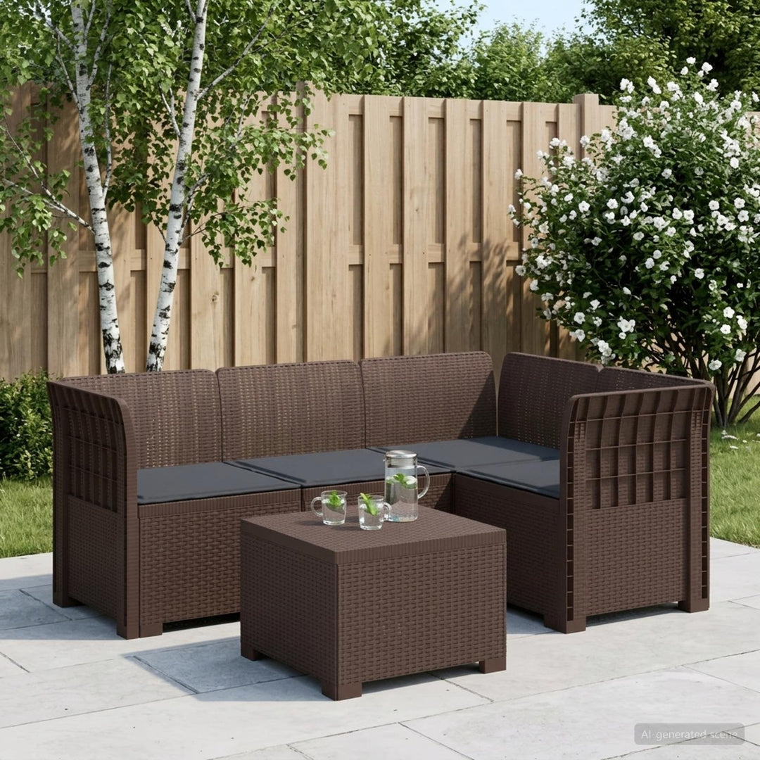 4-personers Have Sofa med Hynder Rattan Look PP Brun