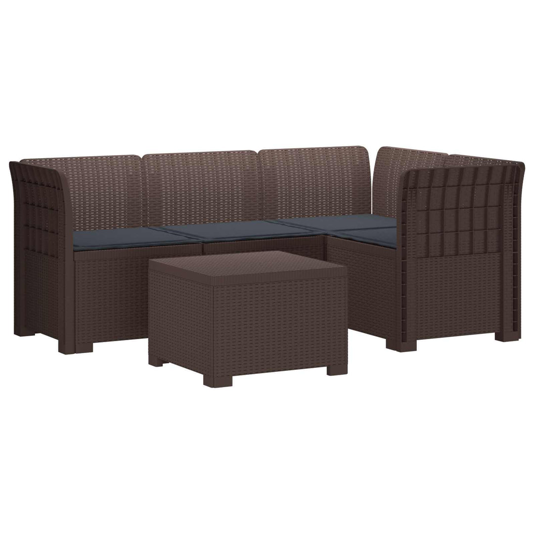 4-personers Have Sofa med Hynder Rattan Look PP Brun