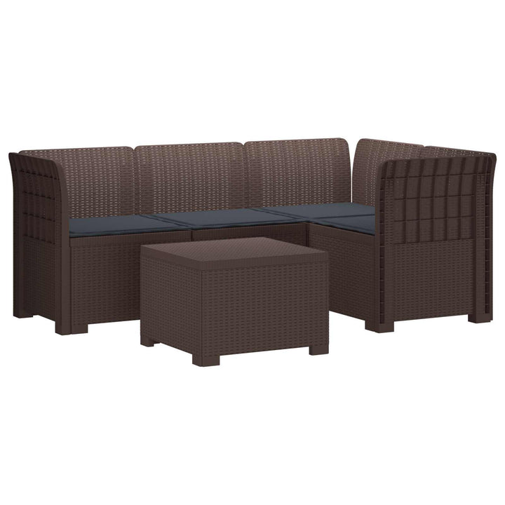 4-personers Have Sofa med Hynder Rattan Look PP Brun