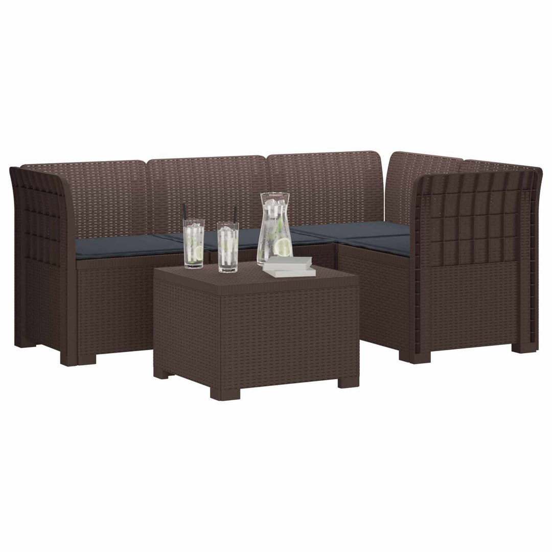 4-personers Have Sofa med Hynder Rattan Look PP Brun