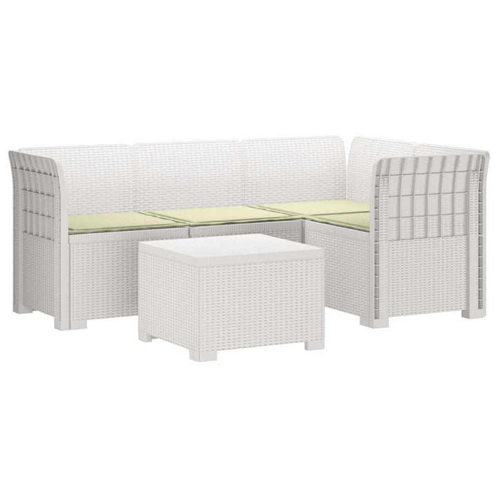 4-personers Have Sofa med Hynder Rattan Look PP Hvid