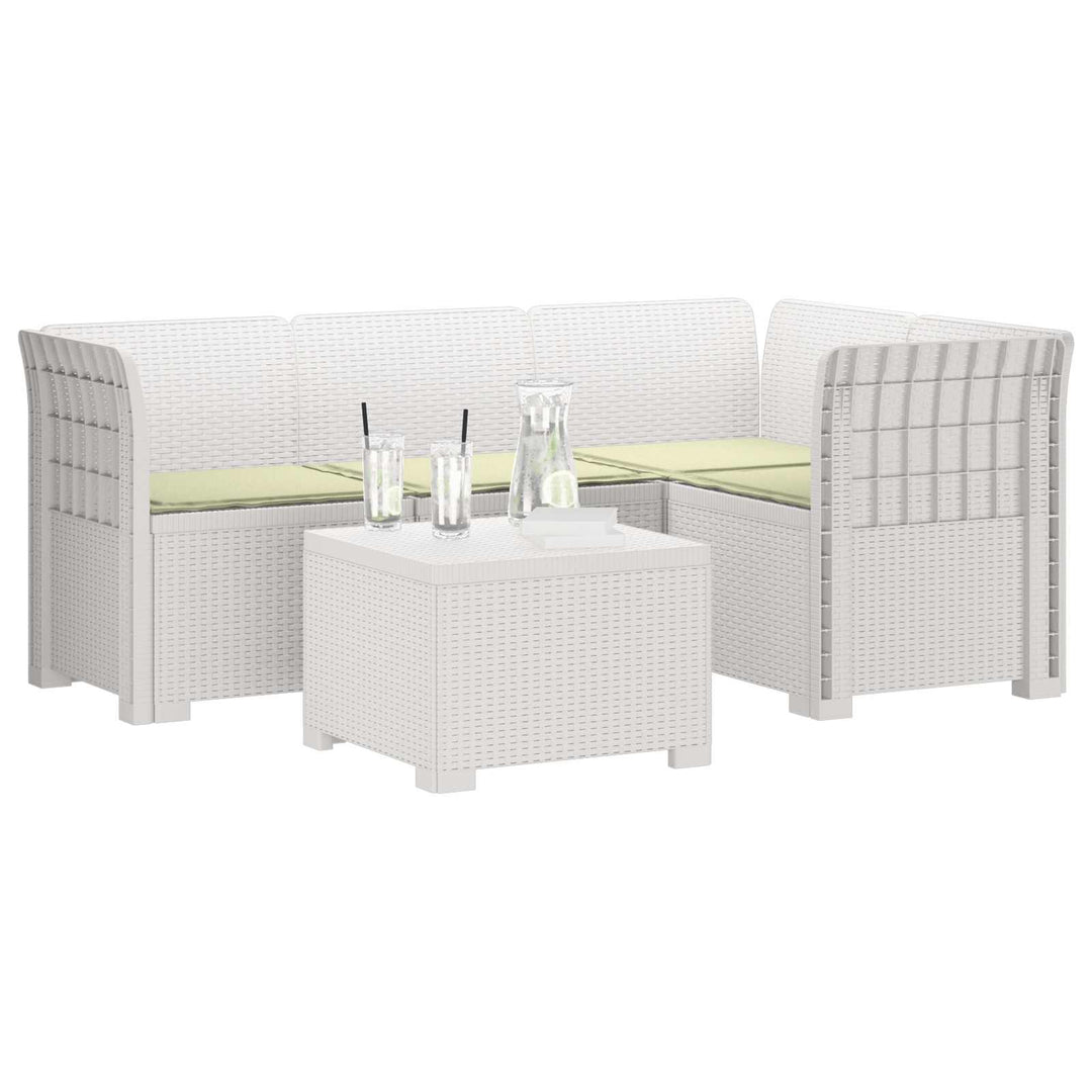 4-personers Have Sofa med Hynder Rattan Look PP Hvid