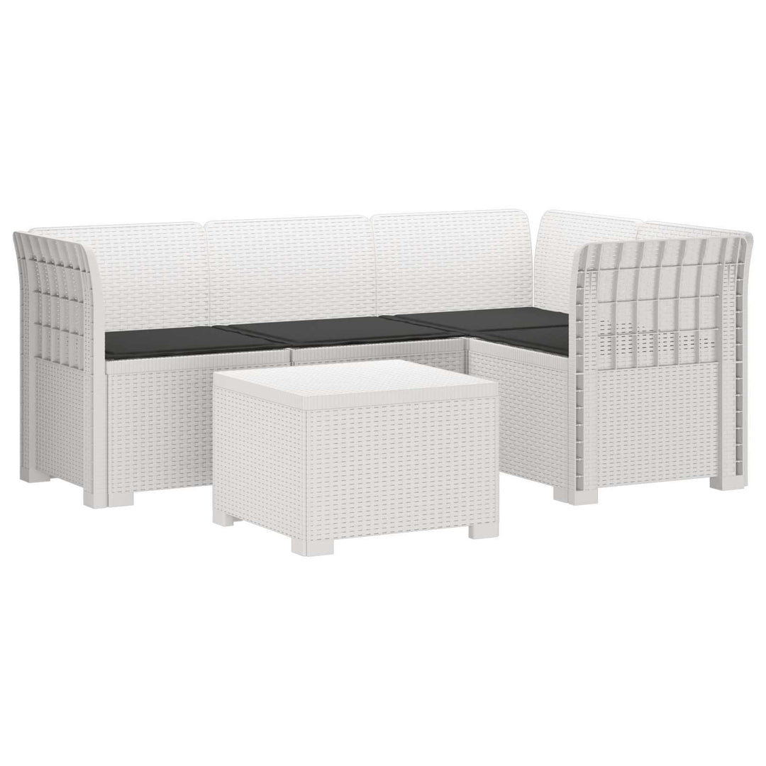 4-personers Have Sofa med Hynder Rattan Look PP Hvid