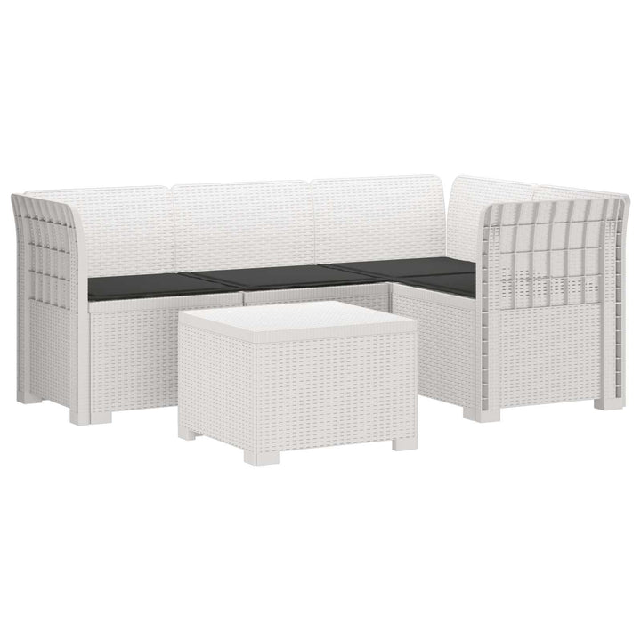 4-personers Have Sofa med Hynder Rattan Look PP Hvid