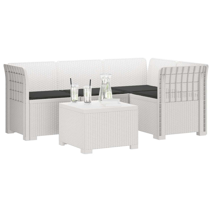 4-personers Have Sofa med Hynder Rattan Look PP Hvid