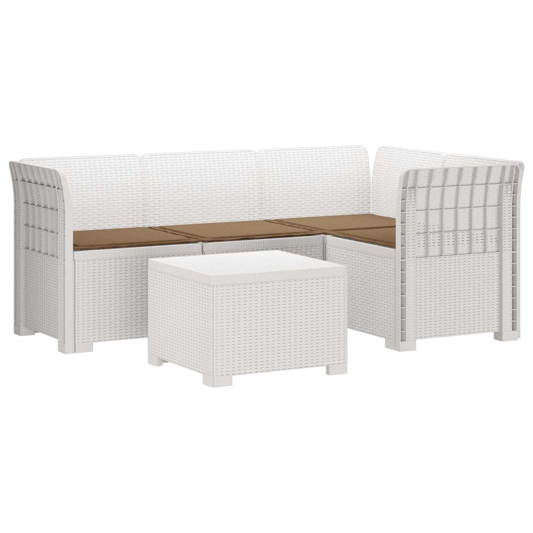 4-personers Have Sofa med Hynder Rattan Look PP Hvid