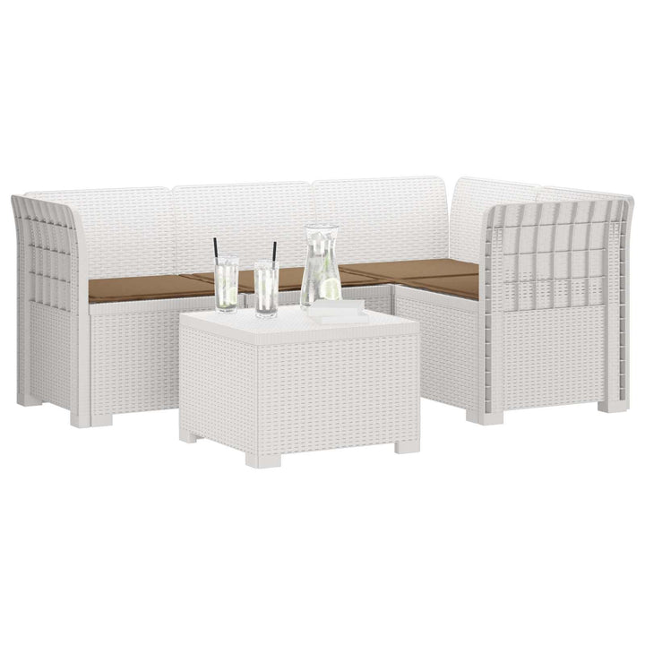 4-personers Have Sofa med Hynder Rattan Look PP Hvid