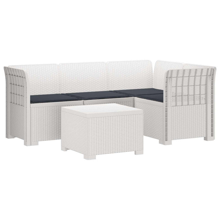 4-personers Have Sofa med Hynder Rattan Look PP Hvid