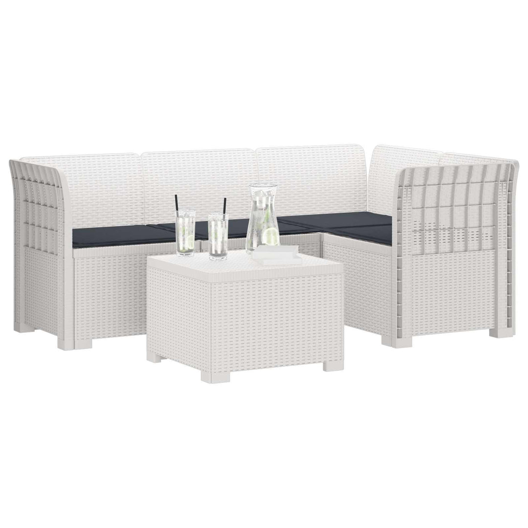 4-personers Have Sofa med Hynder Rattan Look PP Hvid