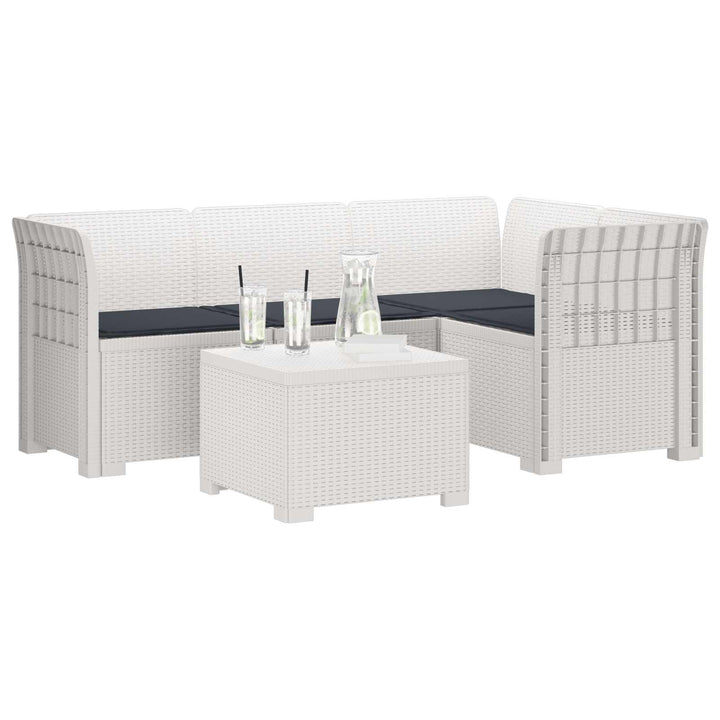 4-personers Have Sofa med Hynder Rattan Look PP Hvid