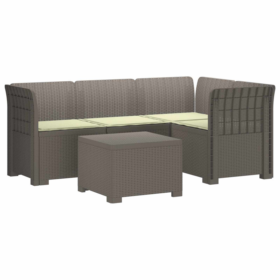 4-personers Have Sofa med Hynder Rattan Look PP Lysegrå