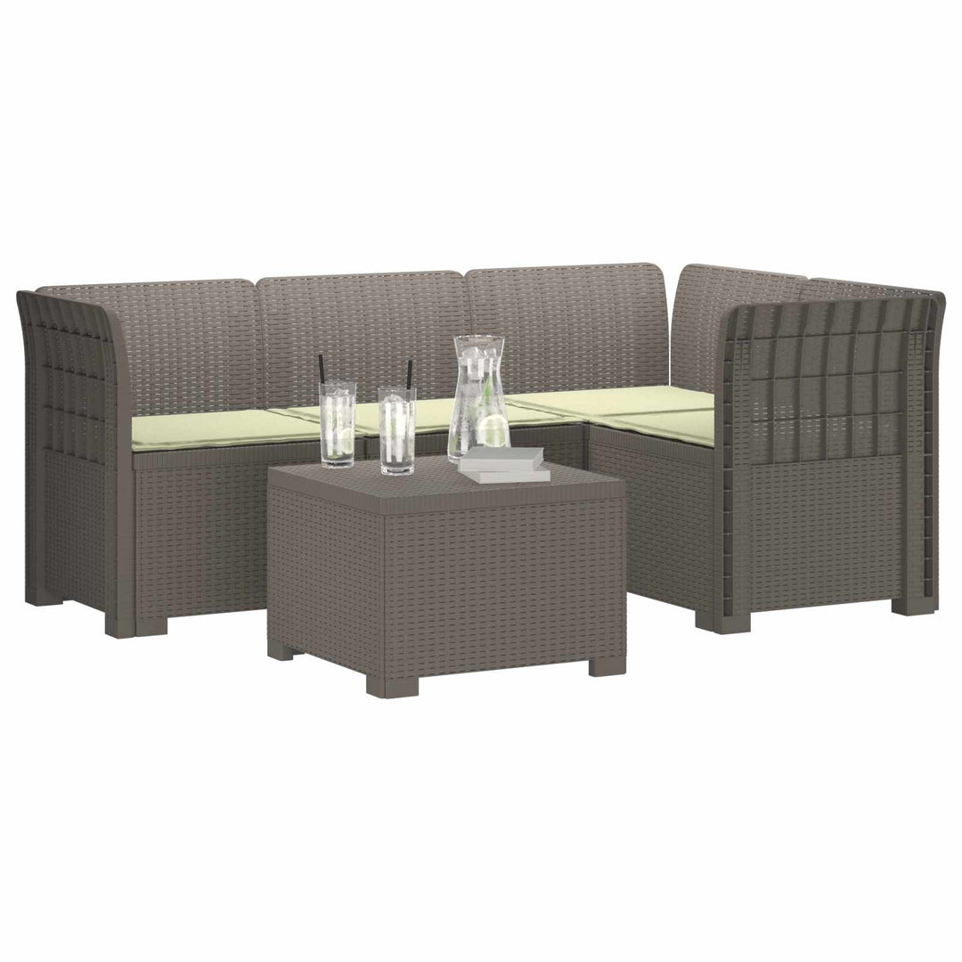 4-personers Have Sofa med Hynder Rattan Look PP Lysegrå