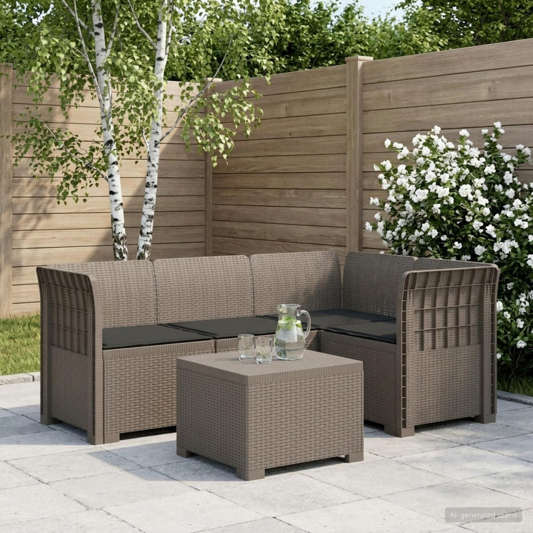 4-personers Have Sofa med Hynder Rattan Look PP Lysegrå