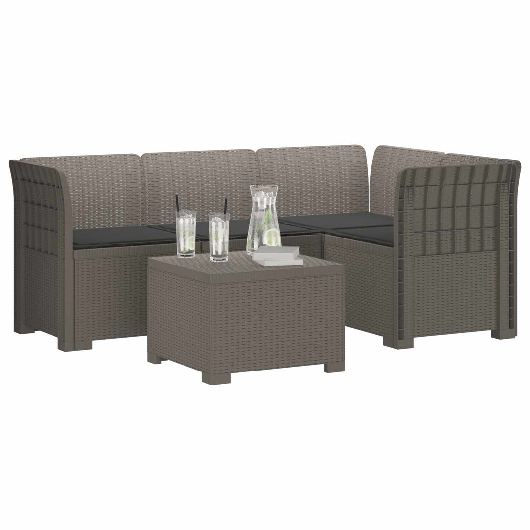 4-personers Have Sofa med Hynder Rattan Look PP Lysegrå