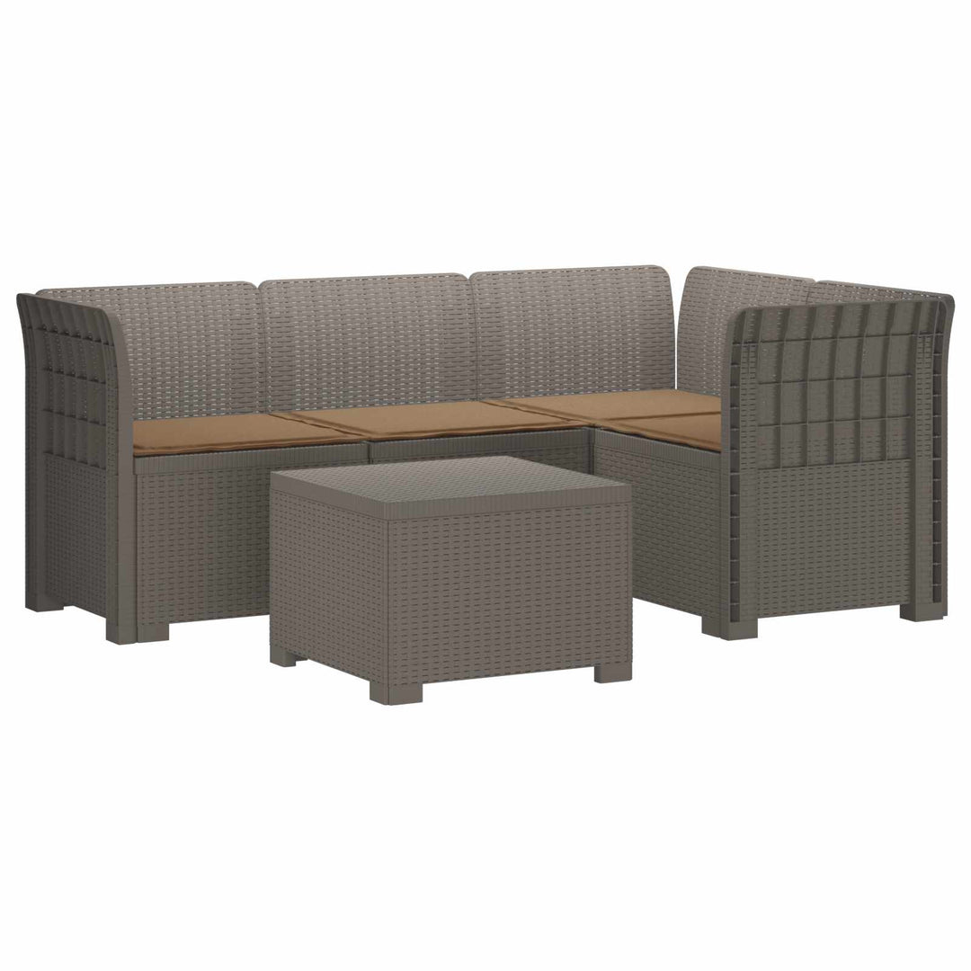 4-personers Have Sofa med Hynder Rattan Look PP Lysegrå
