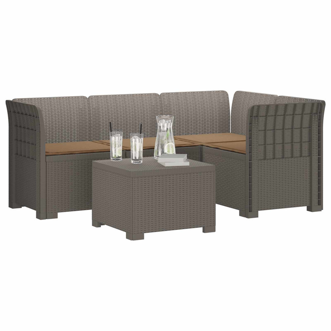 4-personers Have Sofa med Hynder Rattan Look PP Lysegrå