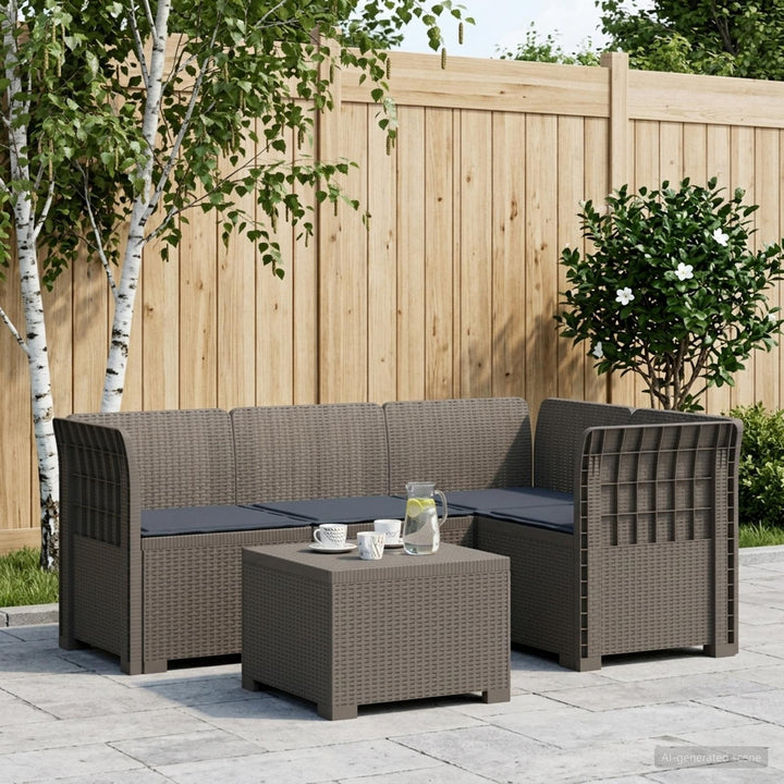 4-personers Have Sofa med Hynder Rattan Look PP Lysegrå