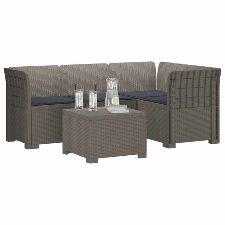 4-personers Have Sofa med Hynder Rattan Look PP Lysegrå