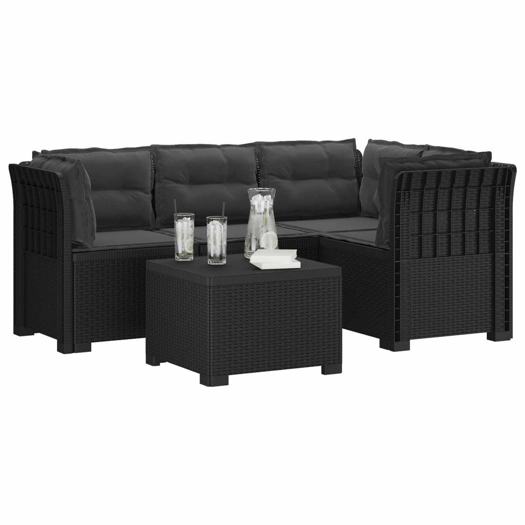 4-personers Have Sofa med Hynder Rattan Look PP Antracit