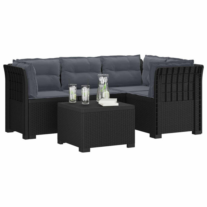 4-personers Have Sofa med Hynder Rattan Look PP Antracit