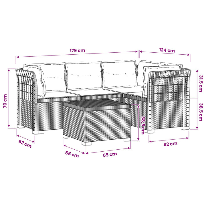 4-personers Have Sofa med Hynder Rattan Look PP Antracit